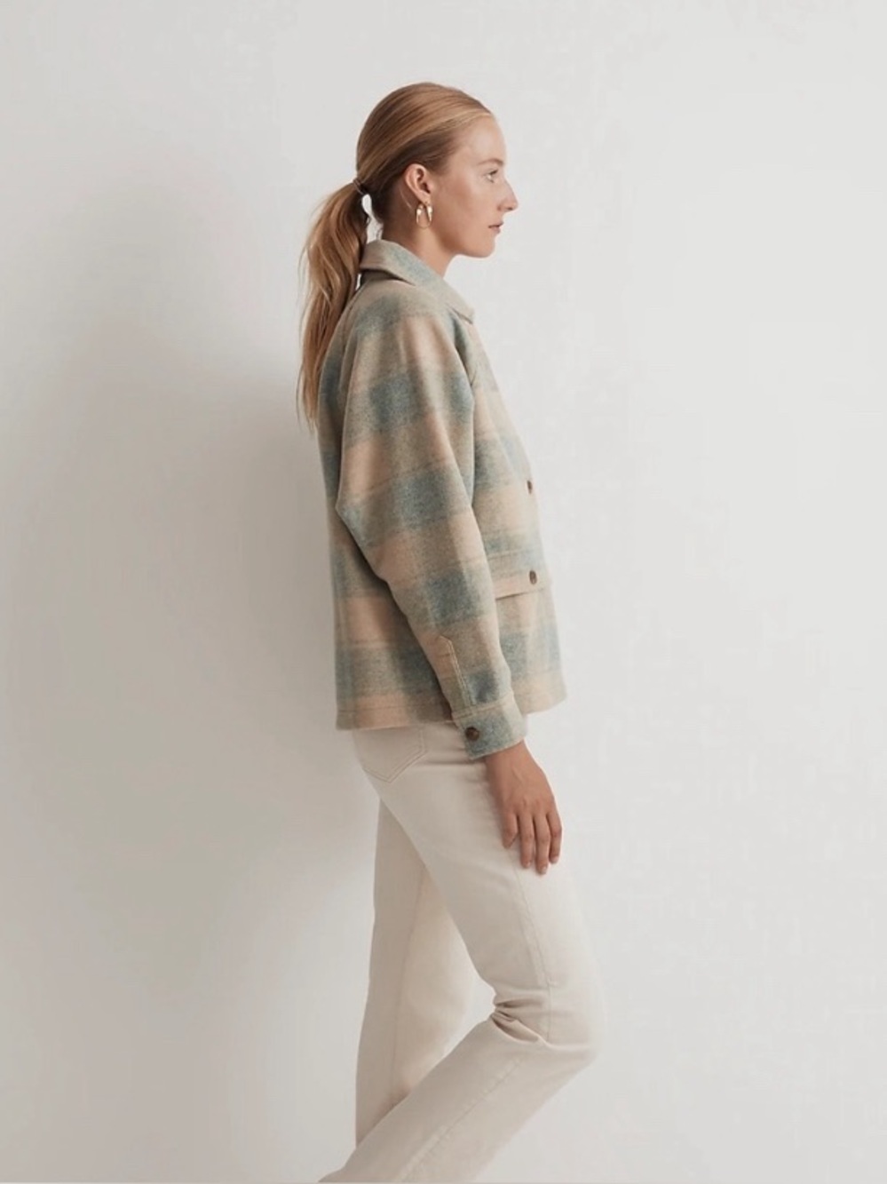 Madewell Brushed Jacquard Shirt Jacket in Plaid— Well Loved Condition - Picture 9 of 11
